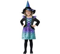 Smiffys Cosmic Witch Costume Dress & Hat, Teal Ombre, Halloween Child Fancy Dress, Witch Dress Up Costumes
