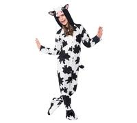 Smiffy's Children's Unisex All In One Cow Costume, Jumpsuit With Tail And Ears, - costume cow fancy dress boys girls animal kids book week onesie