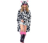 Smiffys Cow Party Poncho, Black & White with Drawstring Bag, Party Poncho Fancy