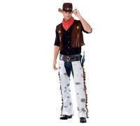 Smiffys Cowboy Costume, Brown with Waistcoat, Chaps, Scarf & Hat, Cowboys and Indians Fancy Dress, Adult Dress Up Costumes, World Book Day