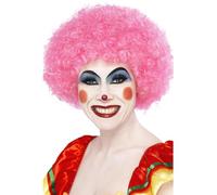 Smiffys Crazy Clown Wig, Pink 120g, Circus Fancy Dress, Clown Dress Up Wigs