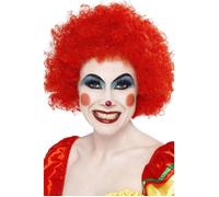Smiffys Crazy Clown Wig, Red 120g, Circus Fancy Dress, Clown Dress Up Wigs Halloween