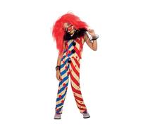 Smiffys Creepy Clown Costume Top, Trousers, Mask & Ruffles, Halloween Child Fancy Dress, Clown Dress Up Costumes