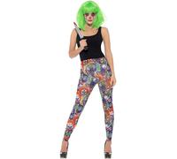 Smiffys Creepy Clown Leggings, Multi-Coloured, Halloween Cirque Sinister Fancy Dress, Clown Dress Up Accessories
