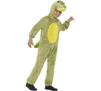 Smiffys Crocodile Costume for Kids, Soft Green Jumpsuit with Hood, Unisex Animal