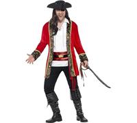 Smiffys Curves Pirate Captain Costume, XXL - Size 50 inch-52 inch,Red