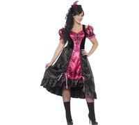 Smiffy's Women's Wild West Saloon Girl Costume, Dress And Feather Hairclip, - costume saloon fancy dress sassy girl ladies curves wild plus size