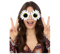 Smiffys Daisy Hippie Specs White Novelty Fancy Dress Glasses for Adults Flower Power Sunglasses Ideal for 60s and 70s Costumes Festivals Summer Parties and Retro Themed Fancy Dress Events