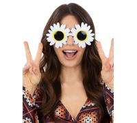Smiffys Daisy Hippie Specs White Novelty Fancy Dress Glasses for Adults Flower Power Sunglasses Ideal for 60s and 70s Costumes Festivals Summer Parties and Retro Themed Fancy Dress Events