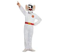 Smiffys Danger Mouse Costume in White and Red for Kids, All-in-One, Belt, and EVA Mask, Officially Licensed, Matching Parent and Child Costume, Perfect for Halloween Fancy Dress