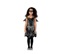 Smiffys Dark Bat Fairy Costume Dress, Wings & Eyemask, Halloween Child Fancy Dress, Fairy Dress Up Costumes