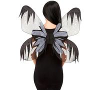Smiffys Dark Botanicals Moth Wings, Grey 65cm/26in, Halloween Fancy Dress Accessory, Halloween Dress Up Accessories
