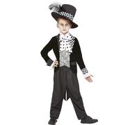 Dark Mad Hatter Boys Fancy Dress Halloween Wonderland Fairy Tale Kids Costume