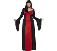 Smiffys Dark Temptress Costume, Red with Dress & Hood, Halloween Adult Fancy Dress, Vampire Dress Up Costumes