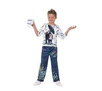 Smiffys David Walliams Deluxe Billionaire Boy Costume, Blu with Top, Trousers & Toilet Roll Accessory with, Officially Licensed David Walliams Fancy Dress, Child Dress Up Costumes