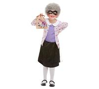 Smiffys David Walliams Deluxe Gangsta Granny Costume, Purp with Top, Skirt, Wig, Eyemask, Bag, Pearl Necklace, Officially Licensed David Walliams Fancy Dress, Child Dress Up Costumes