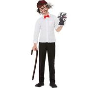 Smiffys David Walliams Mr Stink Kit, Brown Walking Stick, Glasses, Bow Tie, Puppet, Hat & Wig, Officially Licensed David Walliams Fancy Dress, Child Dress Up Accessories