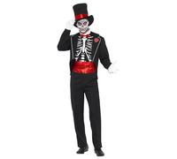 Smiffys Day of the Dead Costume, Black with Jacket, Mock Shirt Front, Hat and Gloves, Mexican Day of The Dead/Sugar Fancy Dress, Adult Dress Up Costumes