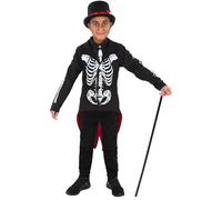 Smiffys Day of the Dead Senor Skeleton Costume with Jacket, Mock Shirt, Mock Tie, Hat & Mask, Halloween Child Fancy Dress, Skeleton Dress Up Costumes, Age 10-12