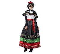 Smiffys Day of the Dead Senorita Costume, Multi-Coloured with Dress, Mock Top, Sash & Rose Headband, Mexican Day of The Dead/Sugar Fancy Dress, Adult Dress Up Costumes