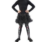 Smiffys Day of the Dead Tights, Child, Black Age 6-12, Children's Tights and Petticoats Fancy Dress, Halloween Dress Up Accessories