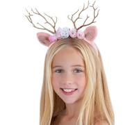 Smiffys Deer Headband Rose Gold Floral, Girls Fancy Dress, Animal Dress Up Hats
