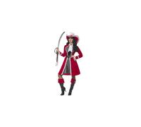 Smiffys Deluxe Authentic Lady Captain Costume, Red with Dress, Jacket, Neck Tie & Boot Covers, Pirate Fancy Dress, Pirate Dress Up Costumes