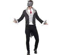 Smiffys Deluxe Big Bad Wolf Costume, Grey with Jacket, Detachable Tail, Mask & Gloves, Fairytale, Wings and Wands Fancy Fancy Dress, Storybook Character Dress Up Costumes