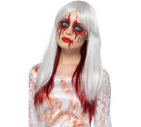 Deluxe Blood Drip Ombre Wig White & Red Heat Resistant/Styleable,