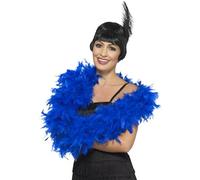Smiffys Deluxe Boa, Blue 180cm, 80g, 1920's Razzle Fancy Dress, Adult Dress Up Accessories