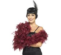 Smiffys Deluxe Boa, Burgundy 180cm, 80g, 1920's Razzle Fancy Dress, Adult Dress Up Accessories