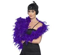Smiffys Deluxe Boa, Purple Feather, 180cm, 80g, 1920's Razzle Fancy Dress, Adult Dress Up Accessories