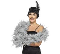 Smiffys Deluxe Boa, Silver 180cm, 80g, 1920's Razzle Fancy Dress, Adult Dress Up Accessories