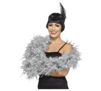 Smiffys Deluxe Boa, Silver 180cm, 80g, 1920's Razzle Fancy Dress, Adult Dress Up Accessories