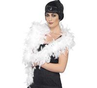 Smiffys Deluxe Boa, White Feather, 180cm, 80g, 1920's Razzle Fancy Dress, Adult Dress Up Accessories