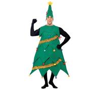 Smiffys Christmas Tree Costume, Green with Tunic & Hat, Deluxe, Christmas Adult Fancy Dress, Santa Dress Up Costumes
