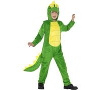 Smiffys Deluxe Crocodile Costume, Green with Hooded Jumpsuit & Tail, Children's Animal Fancy Dress, Animal Dress Up Costumes