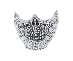 Smiffys Deluxe Crystal Skull Half Face Mask, Halloween Fancy Dress Accessory, Skeleton Dress Up Masks