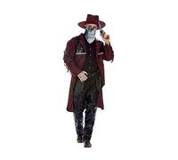 Smiffys Deluxe Dark Spirit Western Cowboy Costume, Burgundy, Jacket, Chaps, Holster, Hat & Mask, Halloween Adult Fancy Dress, Western Dress Up Costumes