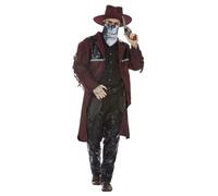 Smiffys Deluxe Dark Spirit Western Cowboy Costume, Burgundy, Jacket, Chaps, Holster, Hat & Mask, Halloween Adult Fancy Dress, Western Dress Up Costumes