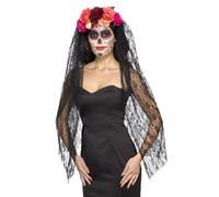 Smiffys Deluxe Day of the Dead Headband, Red & Black