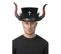Smiffys Deluxe Devil Top Hat with Horns & Marabou, Halloween Fancy Dress Accessory, Devil Dress Up Hats