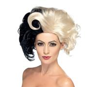 Smiffys Deluxe Evil Madame Wig, Black & Blonde, Halloween Fancy Dress Accessory, Zombie Dress Up Wigs