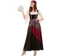 Smiffys Deluxe Fortune Teller Costume, Black with Dress & Headband, Circus Fancy Dress, Adult Dress Up Costumes