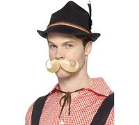 Smiffys Deluxe German Trenker Hat, Black with Feathers & Elastic Inner Rim, Oktoberfest Fancy Dress, Adult Dress Up Hats