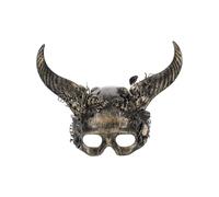 Smiffys Deluxe Gold Horned Masquerade Mask, Eyemasks Fancy Dress, Devil Dress Up Masks
