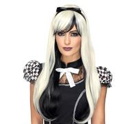 Ladies Deluxe Gothic Wig Halloween Alice Devil Evil Fancy Dress Heat Resistant