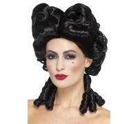 Smiffys Deluxe Gothic Baroque Wig, Black, Halloween Carnival of The Damn Fancy Dress, Halloween Dress Up Wigs