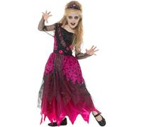 Smiffys Deluxe Gothic Prom Queen Costume, Pink & Black with Dress & Tiara, Halloween Child Fancy Dress, Halloween Dress Up Costumes