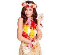 Smiffy's Hawaiian Set Deluxe With Garland Headband And Wristband - Multi-colour - hawaiian set fancy dress deluxe garland smiffys headband lei